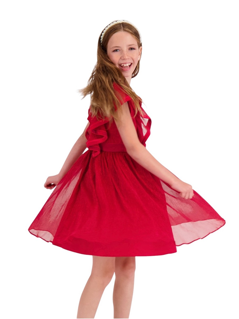 Kensie Girl Metallic Pleated Shiny Holiday Dress, Size 7
